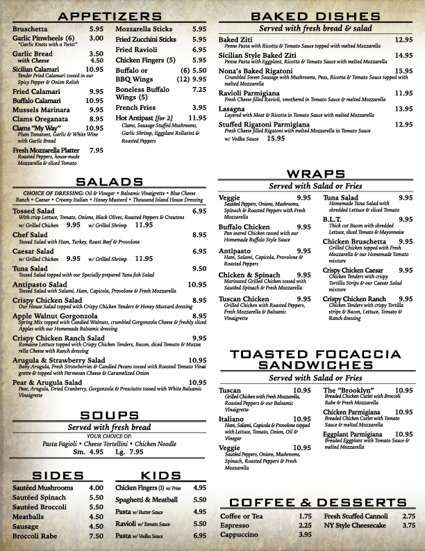 Manasquan Menu Esposito & Pizza and Pasta